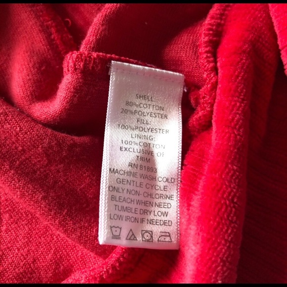 D&CO Velour Zip Up Vest Red Pockets Collar Y2K Style Size Medium - Picture 5 of 5